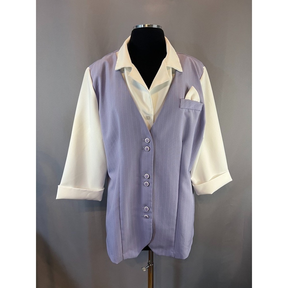 Vtg Style Setter Fashions 18 Lavender Pinstripe Shirt Blazer Officecore MCM